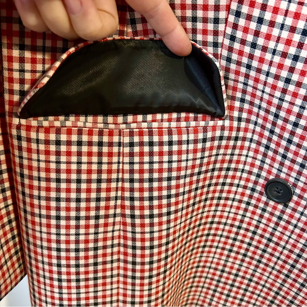 New Wilfred Red Check Double Breasted Blazer - Picture 8 of 14
